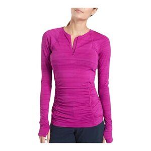 Athleta Pacifica Contoured Vibrant Fuscia Long Sleeve Shirt Size XXS Back Pocket